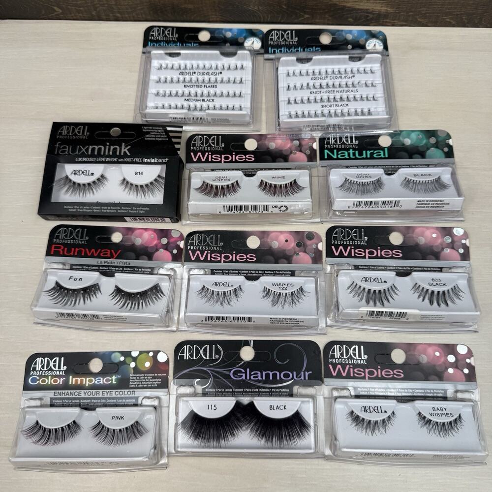 Ardell Professional Lashes New in Box Mixed Lot of 9 Sets Plus Individual Lashes